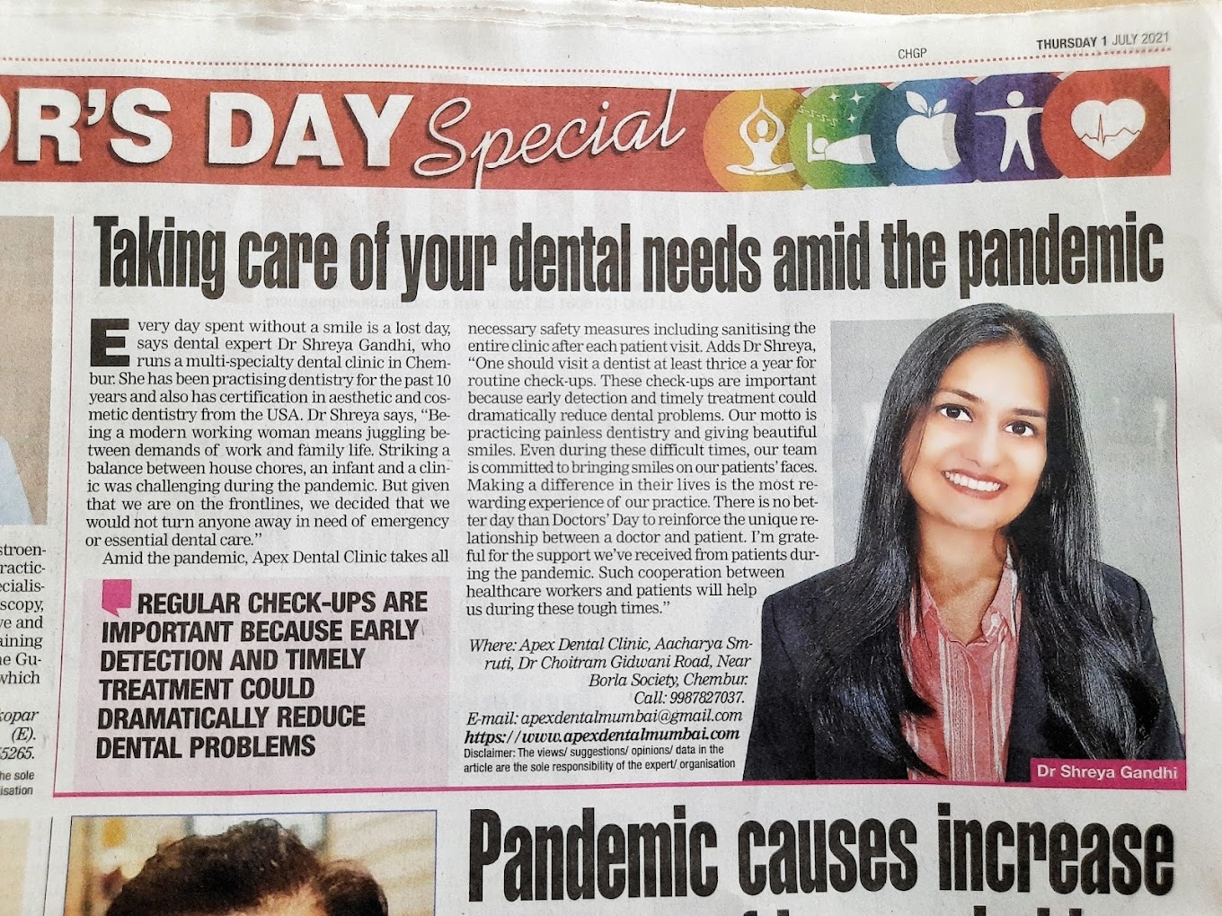 Dr. Shreya Gandhi at Apex Dental Clinic